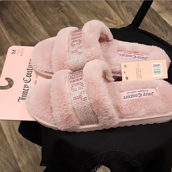 Juicy Couture Halo 2 Rhinestone Logo Slippers- Mauve - Picture 9 of 10